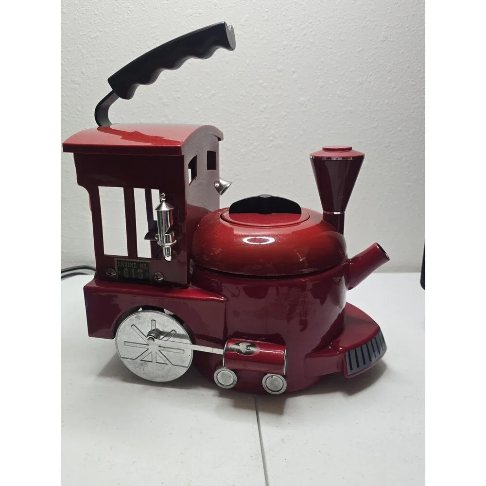 Kamenstein Tea Kettle Red Locomotive, Train Engine Tea Kettle Wheels Turn 12